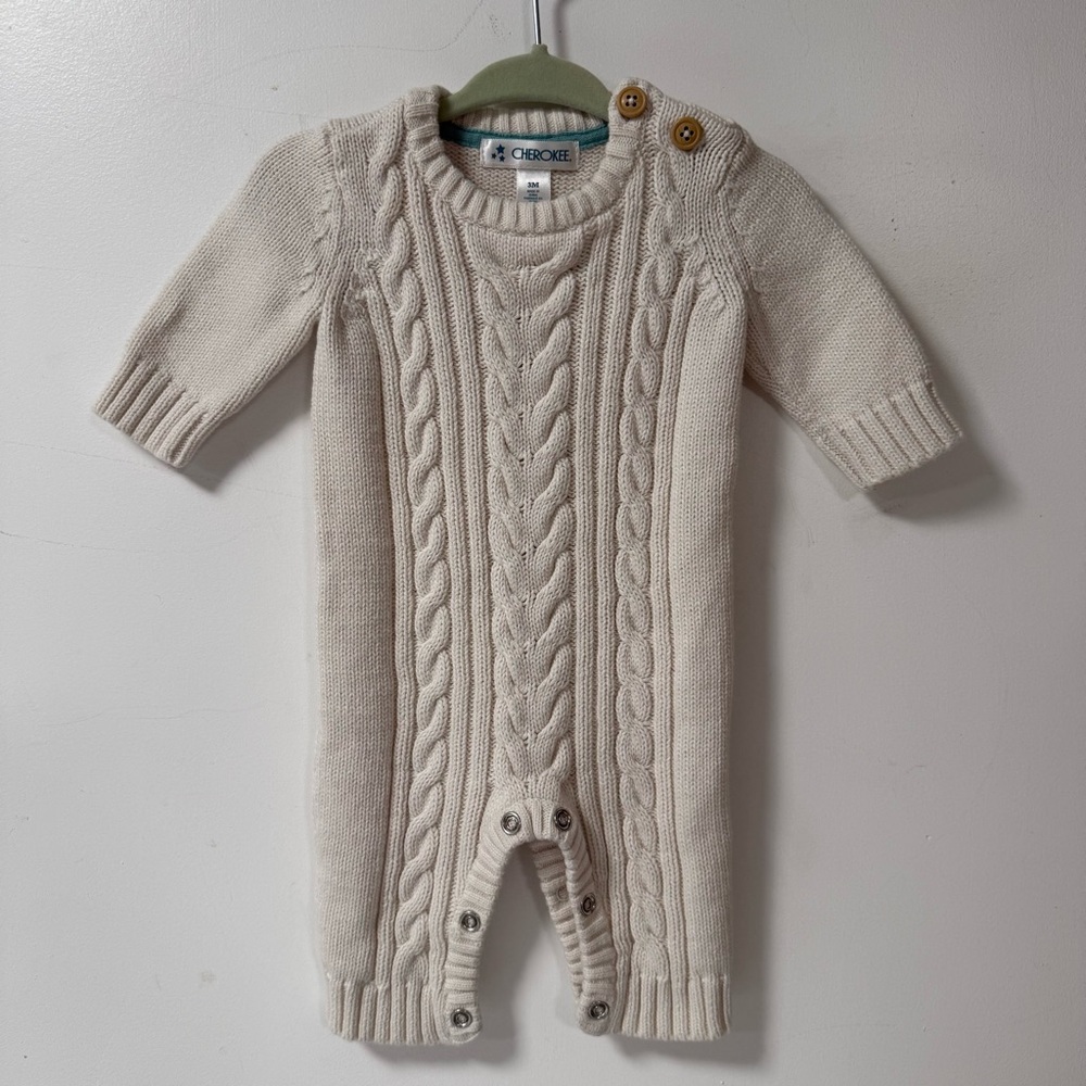 Cream Cable Knit Baby Onesie